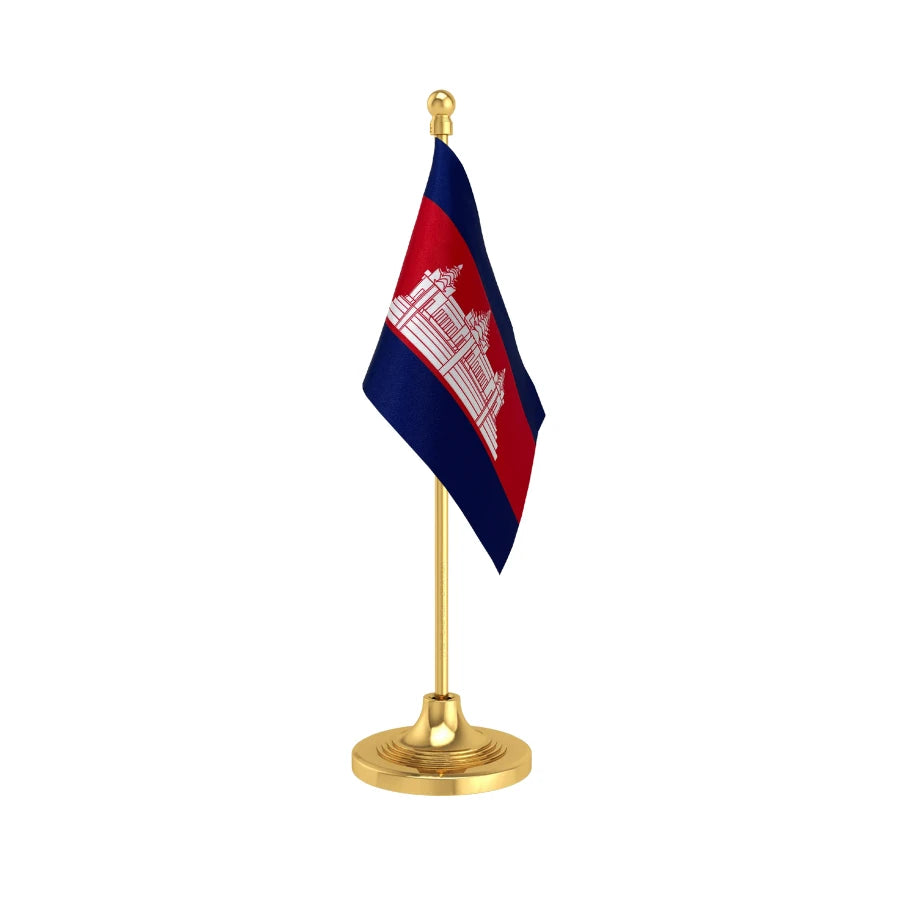 Cambodia Table Flag of 4in x 6in With A Heavy Plastic Base