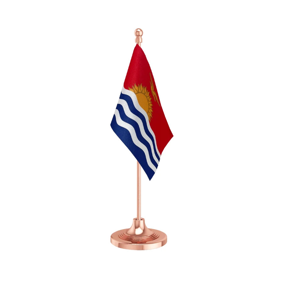 Kiribati Table Flag of 4in x 6in With A Heavy Plastic Base