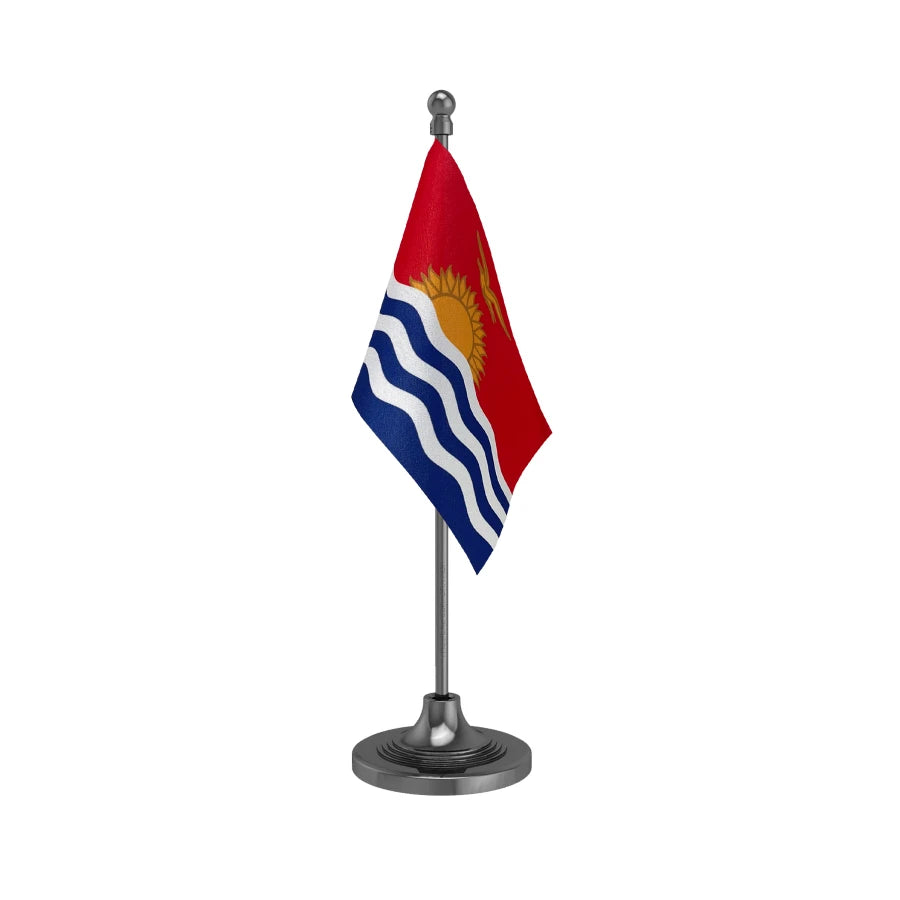 Kiribati Table Flag of 4in x 6in With A Heavy Plastic Base