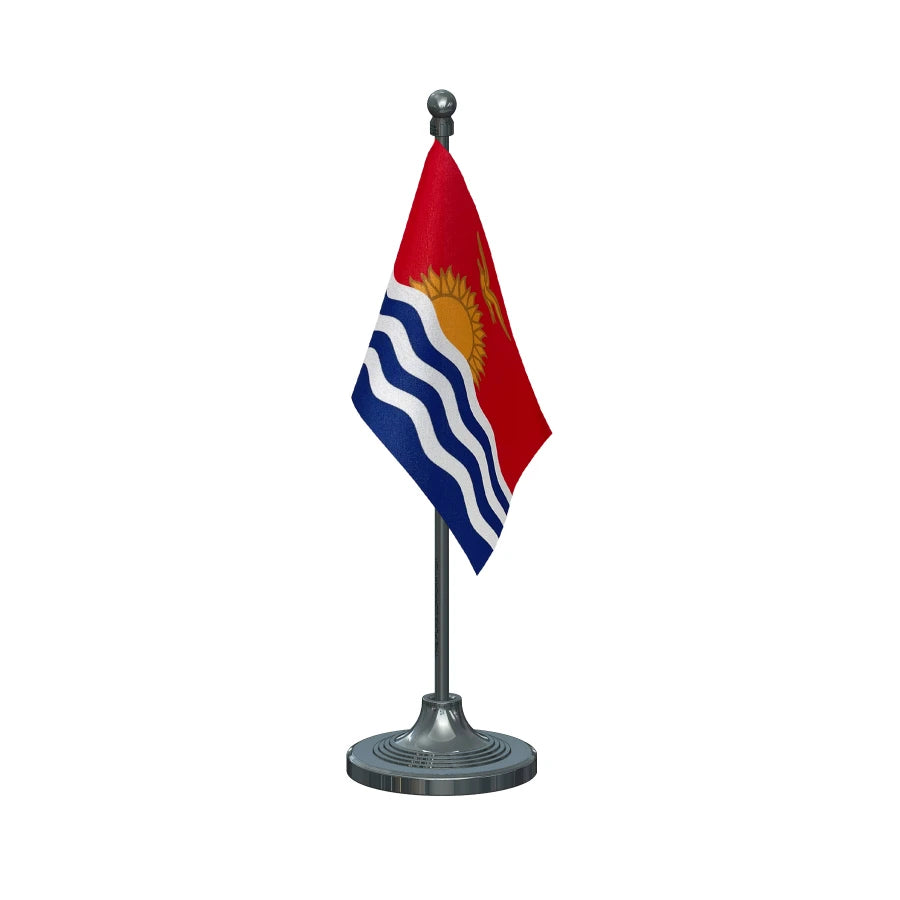 Kiribati Table Flag of 4in x 6in With A Heavy Plastic Base