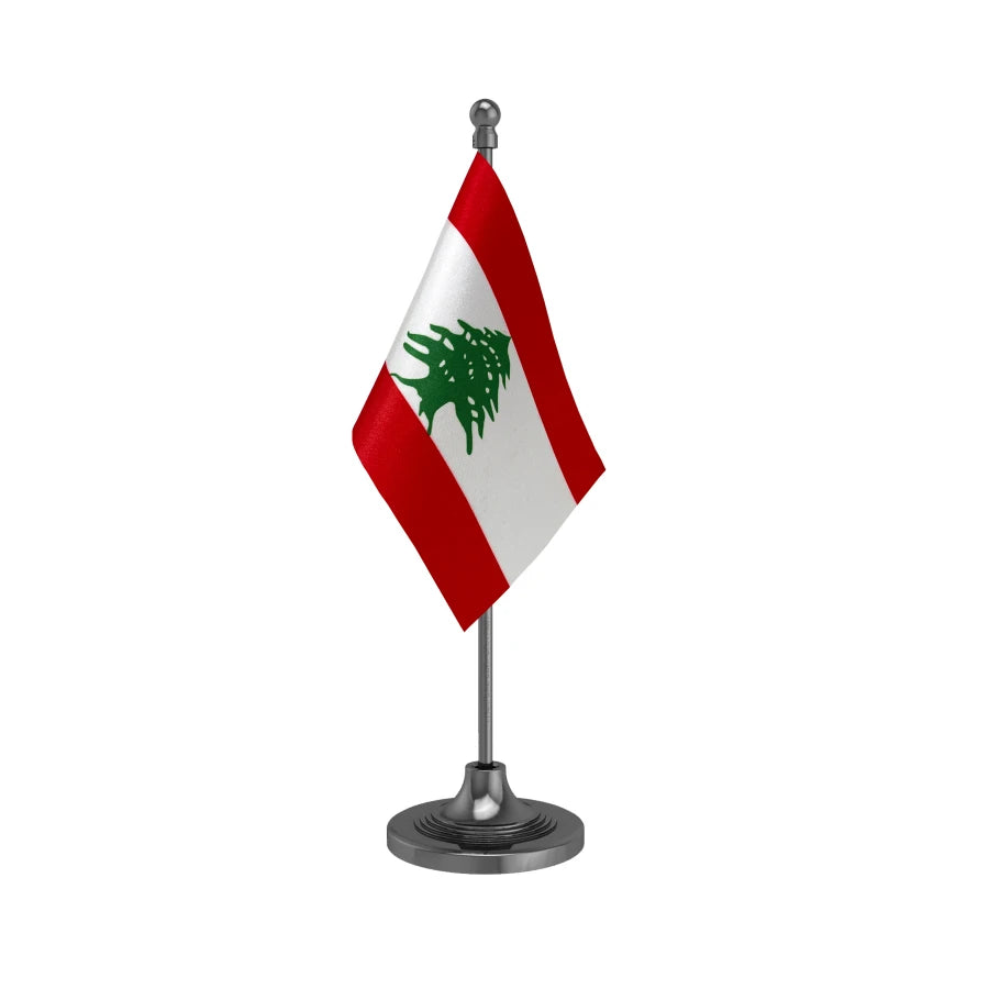 Lebanon Table Flag of 4in x 6in With A Heavy Plastic Base