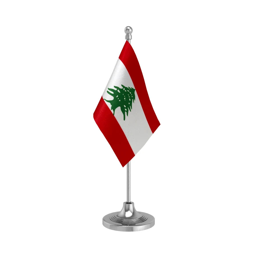Lebanon Table Flag of 4in x 6in With A Heavy Plastic Base