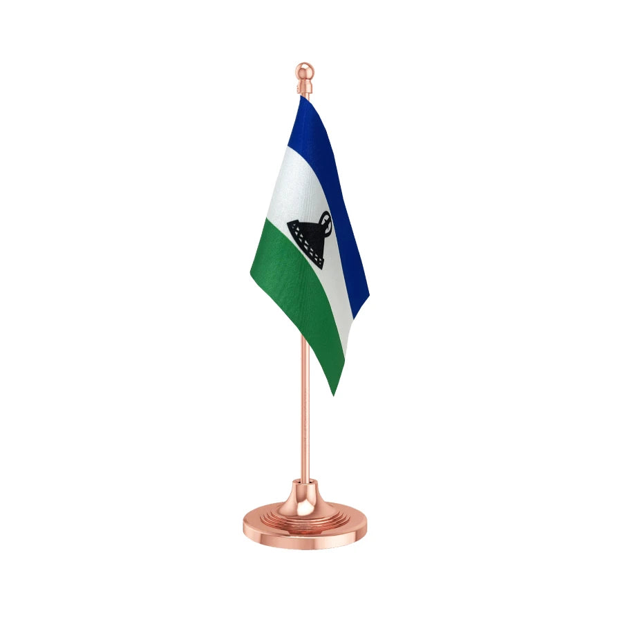 Lesotho Table Flag of 4in x 6in With A Heavy Plastic Base