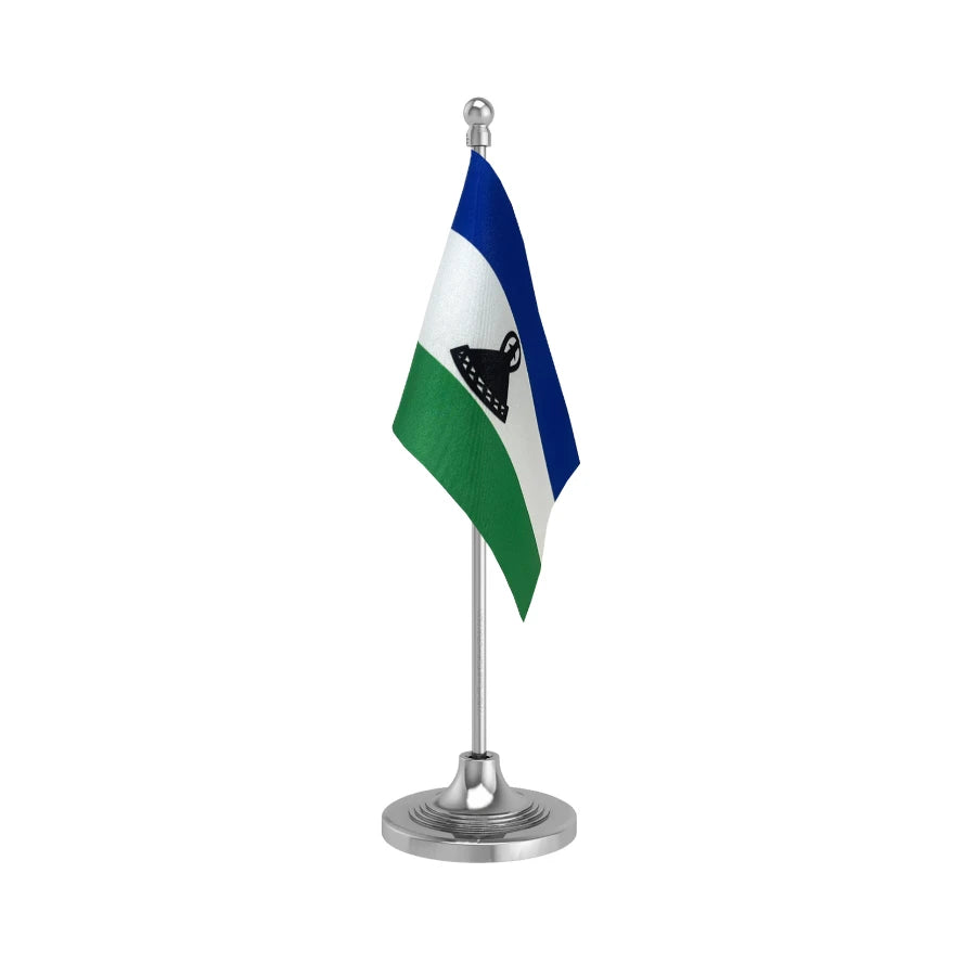 Lesotho Table Flag of 4in x 6in With A Heavy Plastic Base