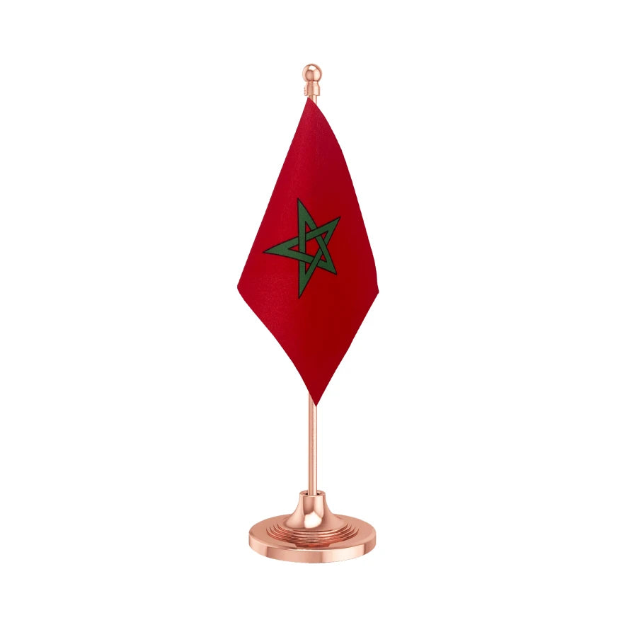 Morocco Desk Table Flag of 4in x 6in With A Heavy Plastic Base