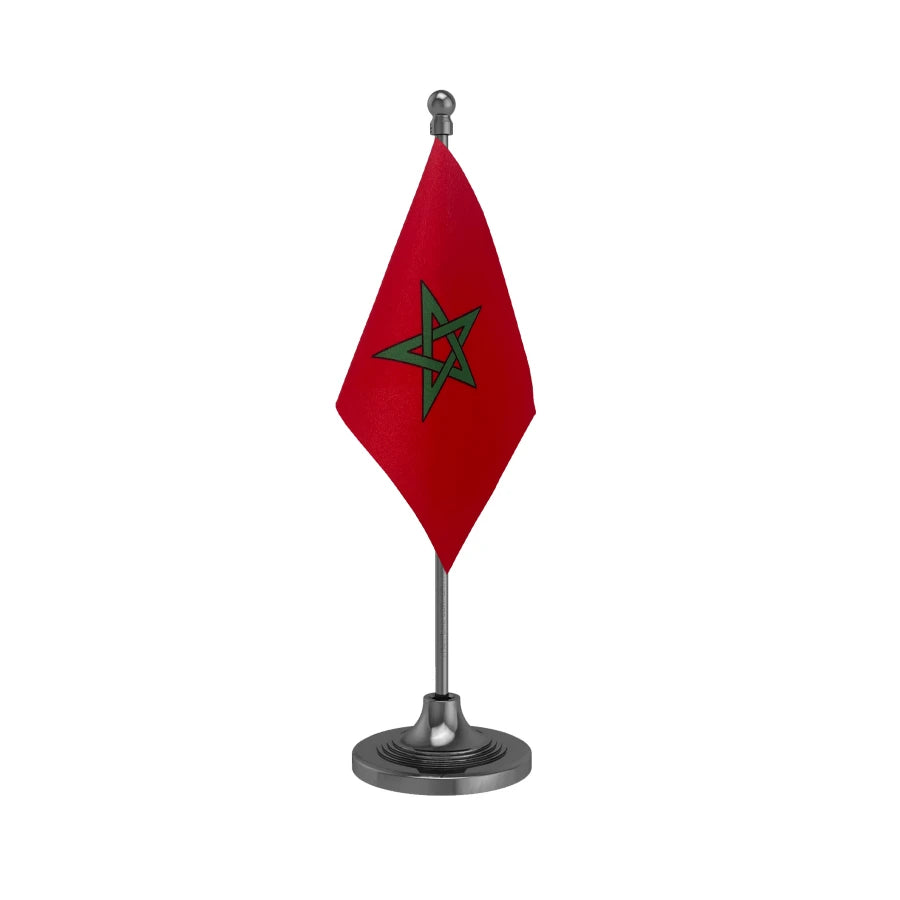 Morocco Desk Table Flag of 4in x 6in With A Heavy Plastic Base