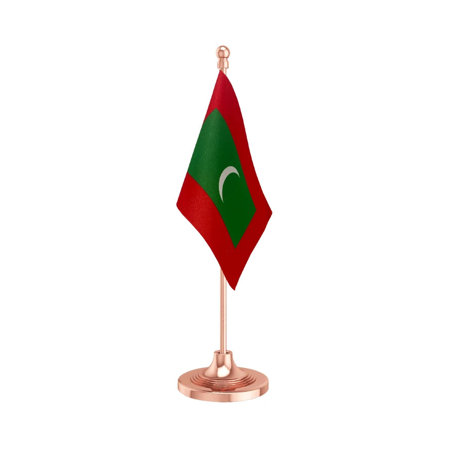 Maldives Table Flag of 4in x 6in With A Heavy Plastic Base
