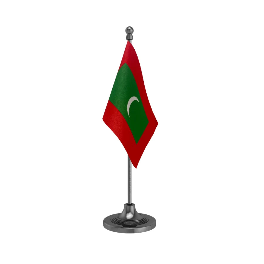 Maldives Table Flag of 4in x 6in With A Heavy Plastic Base