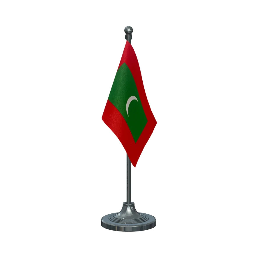 Maldives Table Flag of 4in x 6in With A Heavy Plastic Base