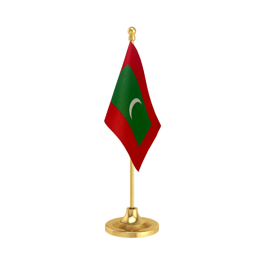 Maldives Table Flag of 4in x 6in With A Heavy Plastic Base