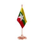Myanmar Table Flag of 4in x 6in With A Heavy Plastic Base