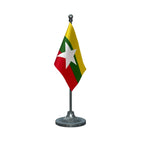 Myanmar Table Flag of 4in x 6in With A Heavy Plastic Base