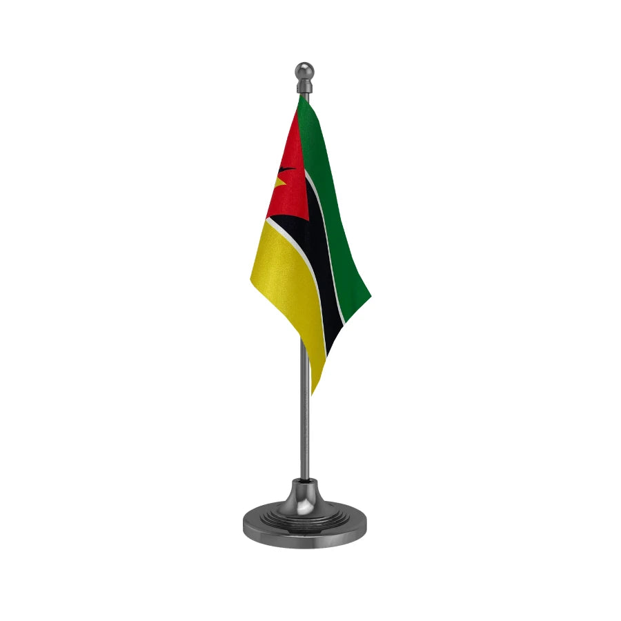 Mozambique Table Flag of 4in x 6in With A Heavy Plastic Base