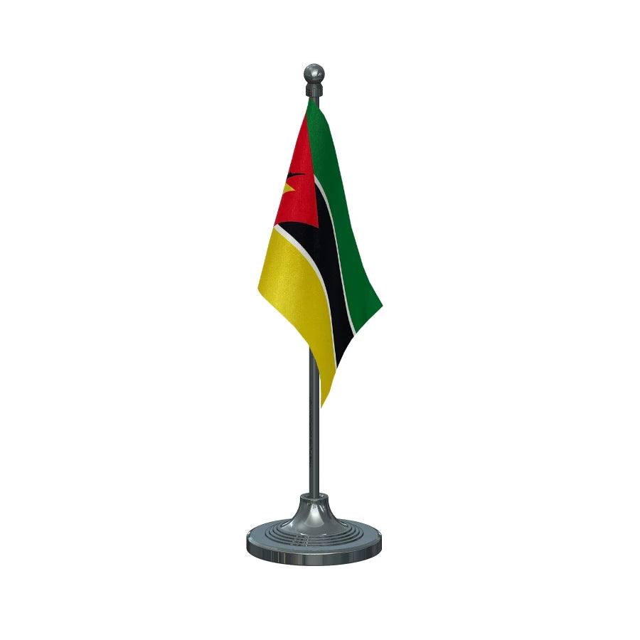 Mozambique Table Flag of 4in x 6in With A Heavy Plastic Base