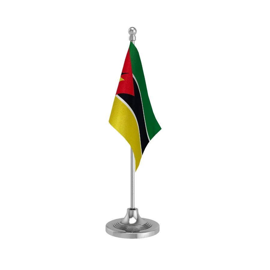 Mozambique Table Flag of 4in x 6in With A Heavy Plastic Base