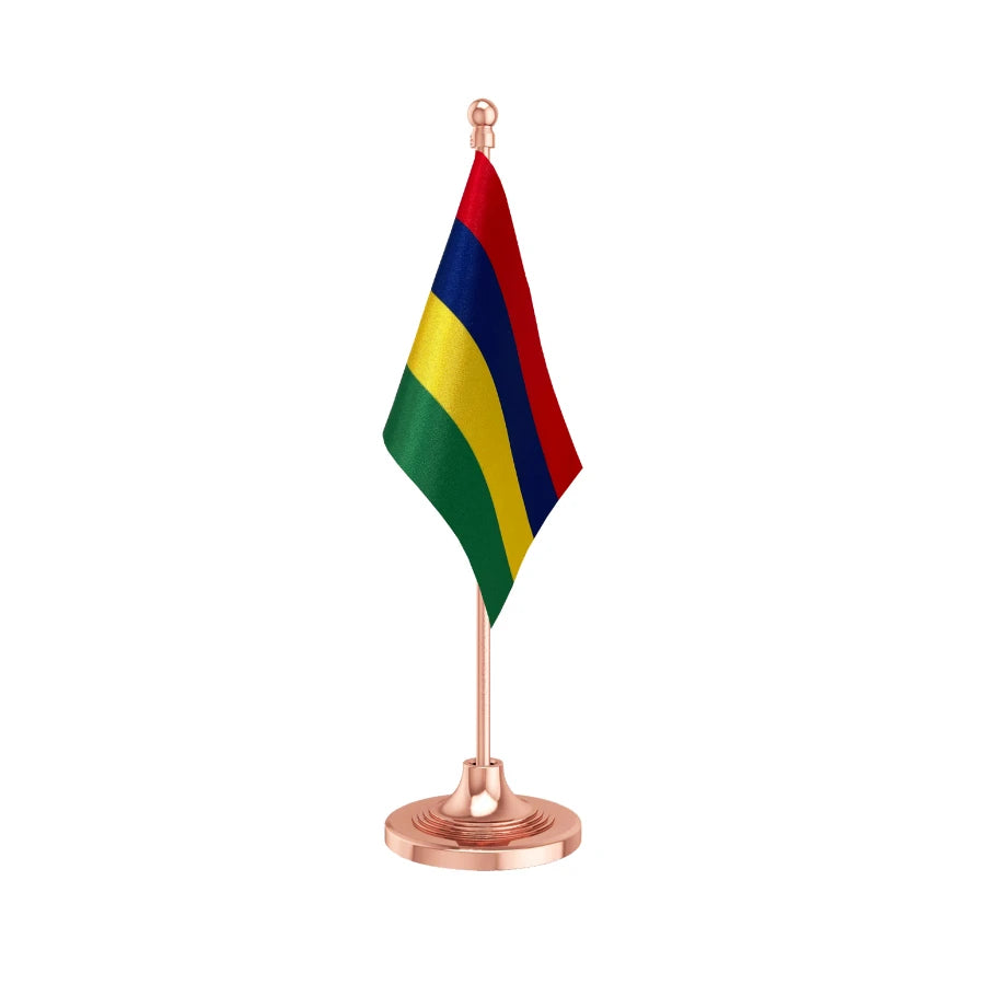 Mauritius Table Flag of 4in x 6in With A Heavy Plastic Base