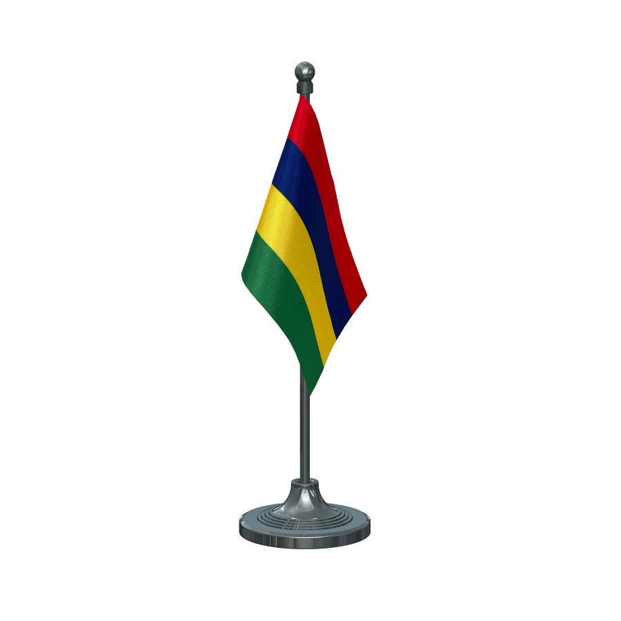 Mauritius Table Flag of 4in x 6in With A Heavy Plastic Base