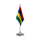 Mauritius Table Flag of 4in x 6in With A Heavy Plastic Base