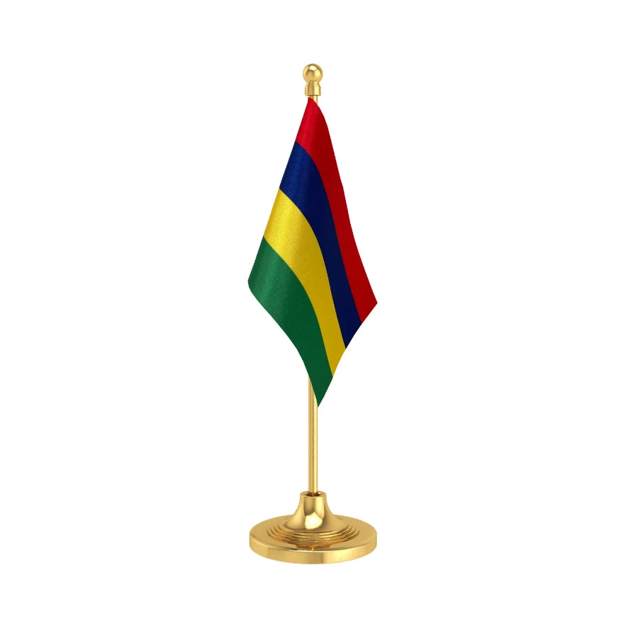 Mauritius Table Flag of 4in x 6in With A Heavy Plastic Base