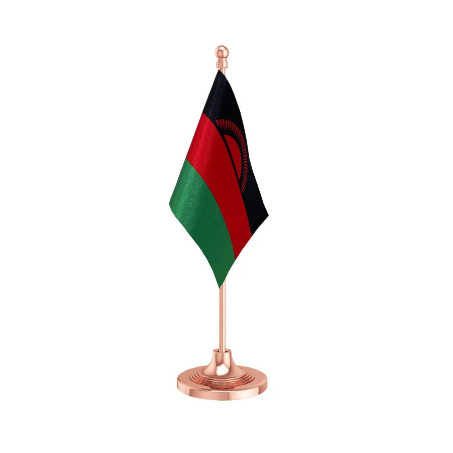 Malawi Table Flag of 4in x 6in With A Heavy Plastic Base