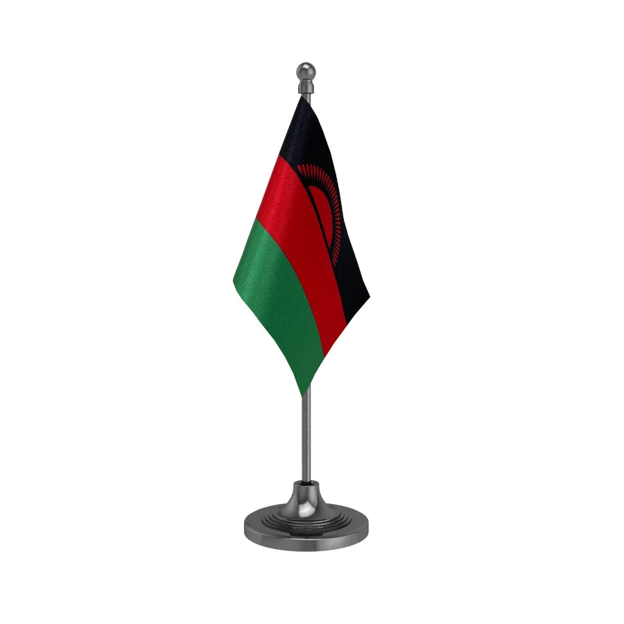Malawi Table Flag of 4in x 6in With A Heavy Plastic Base