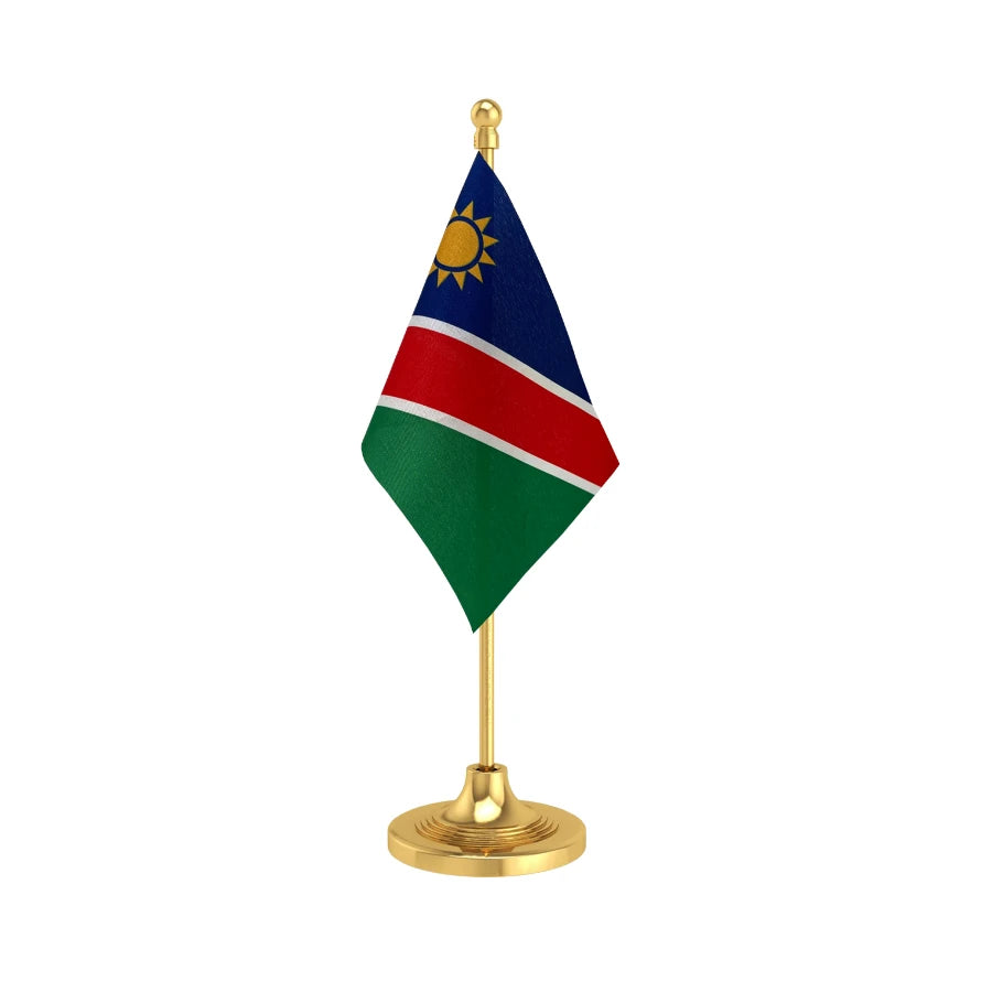 Namibia Desk Table Flag of 4in x 6in With A Heavy Plastic Base