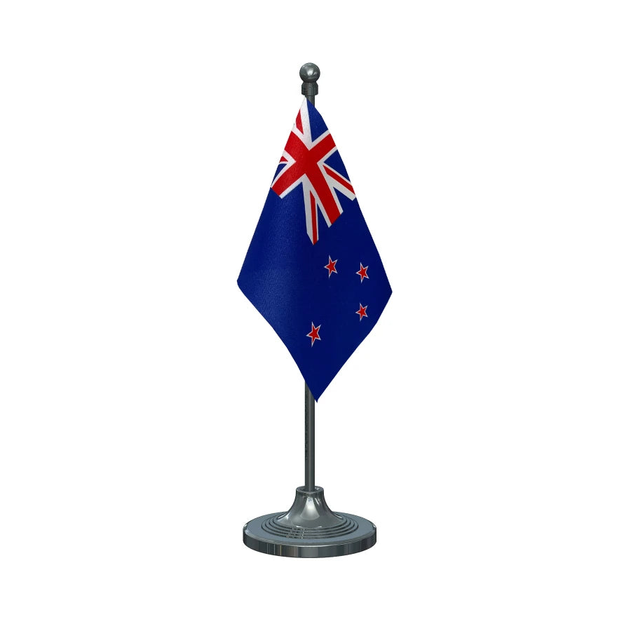 New Zealand Table Flag of 4in x 6in With A Heavy Plastic Base