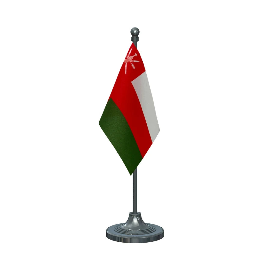 Oman Table Flag of 4in x 6in With A Heavy Plastic Base