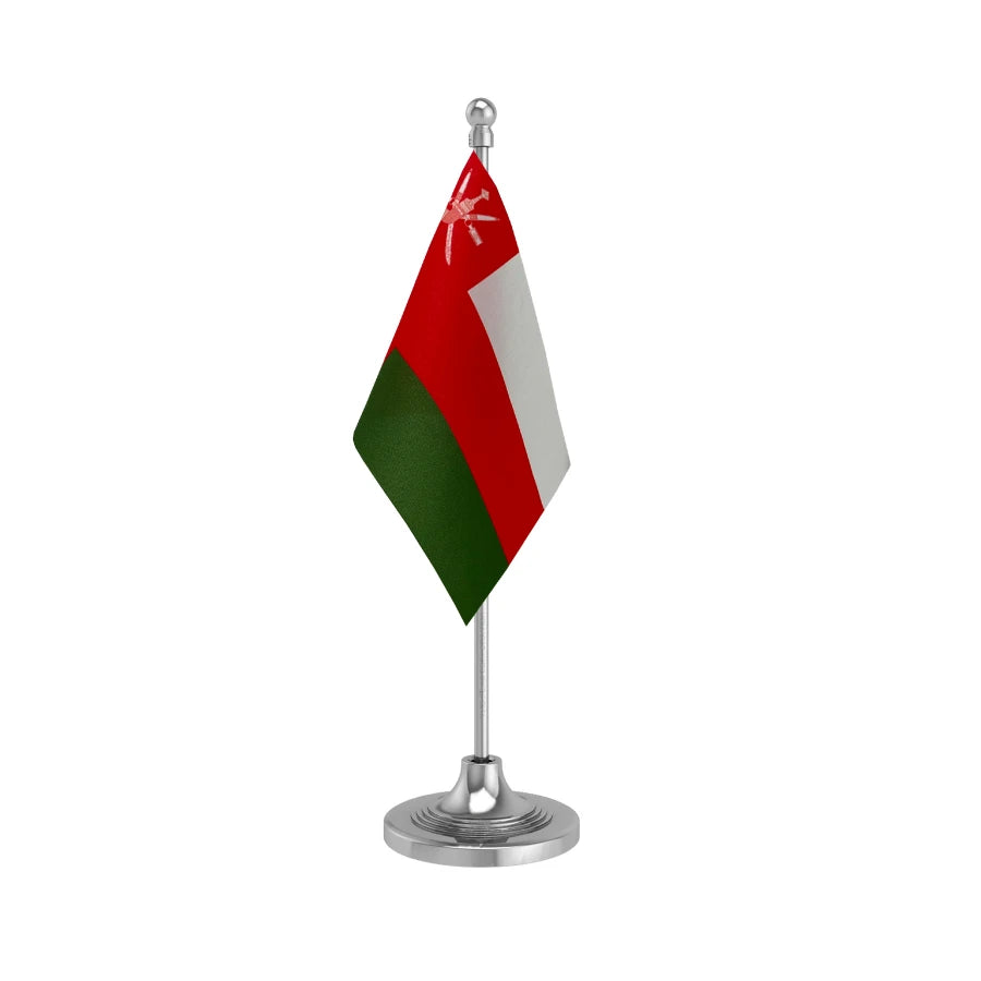 Oman Table Flag of 4in x 6in With A Heavy Plastic Base