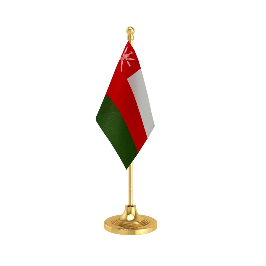 Oman Table Flag of 4in x 6in With A Heavy Plastic Base