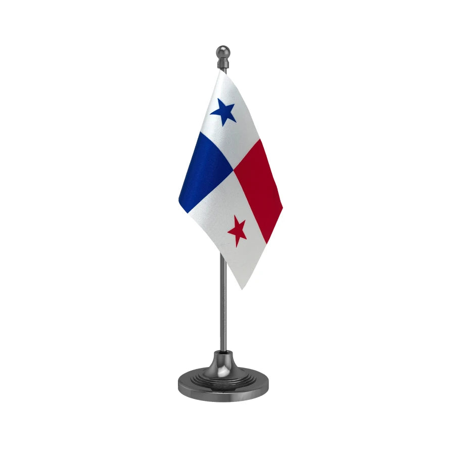 Panama Table Flag of 4in x 6in With A Heavy Plastic Base