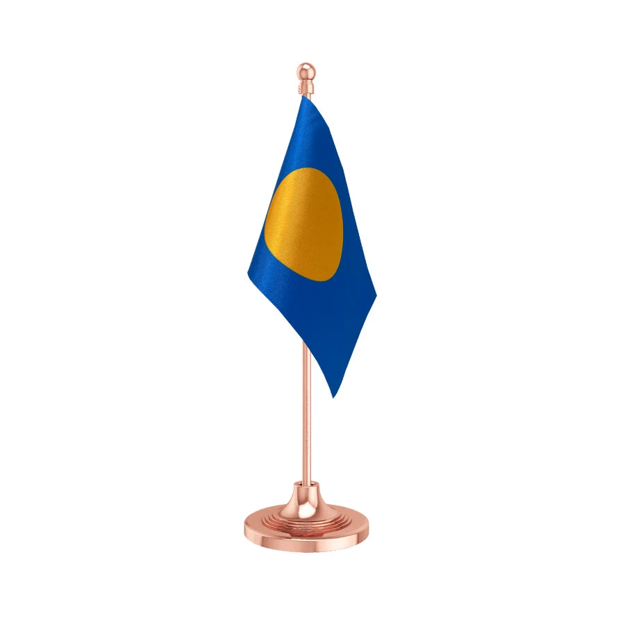 Palau Table Flag of 4in x 6in With A Heavy Plastic Base