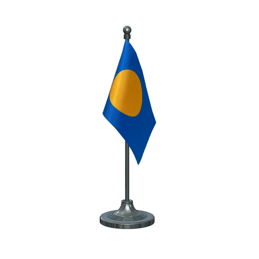 Palau Table Flag of 4in x 6in With A Heavy Plastic Base