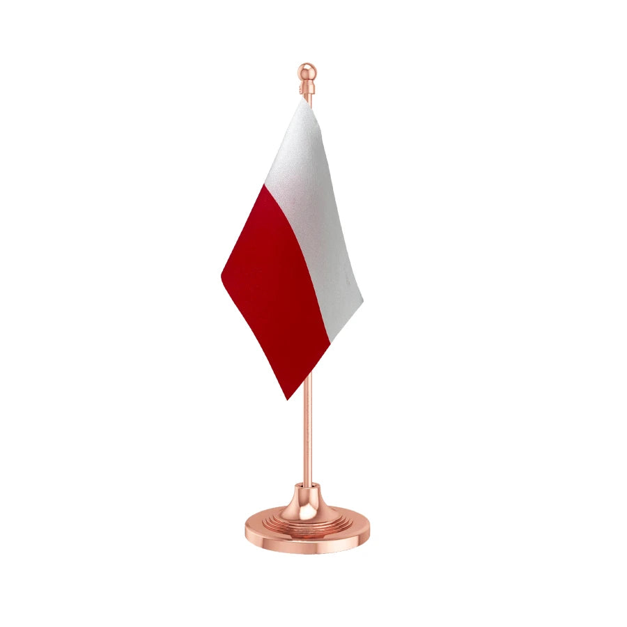 Poland Table Flag of 4in x 6in With A Heavy Plastic Base