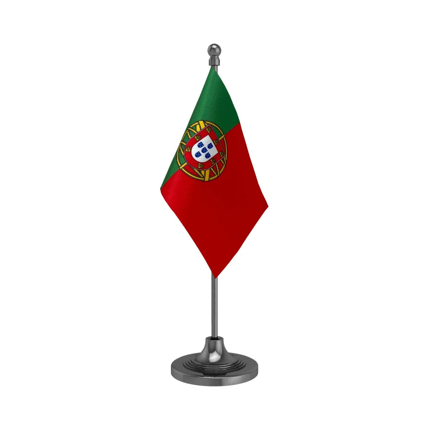 Portugal Faso Table Flag of 4in x 6in With A Heavy Plastic Base