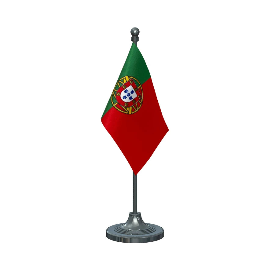 Portugal Faso Table Flag of 4in x 6in With A Heavy Plastic Base