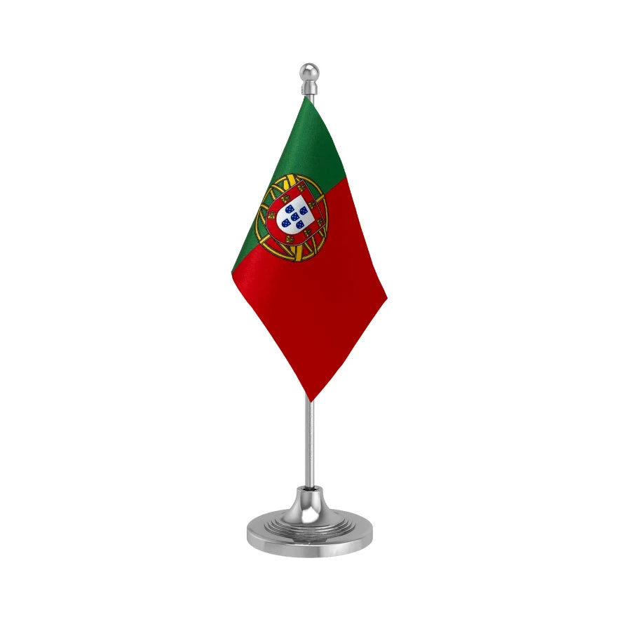 Portugal Faso Table Flag of 4in x 6in With A Heavy Plastic Base