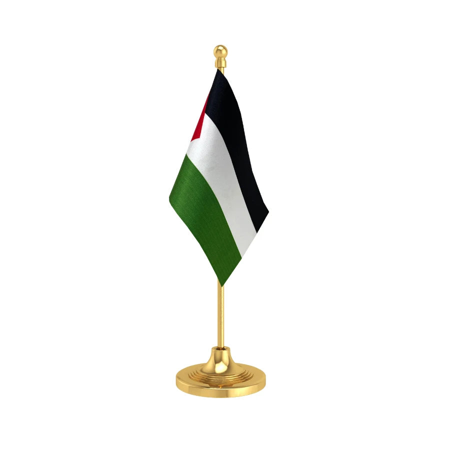 Palestine Desk Table Flag of 4in x 6in With A Heavy Plastic Base