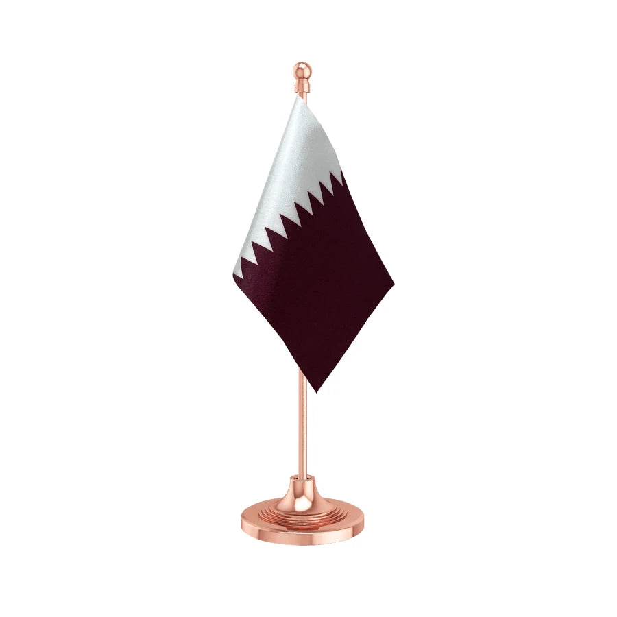Qatar Table Flag of 4in x 6in With A Heavy Plastic Base