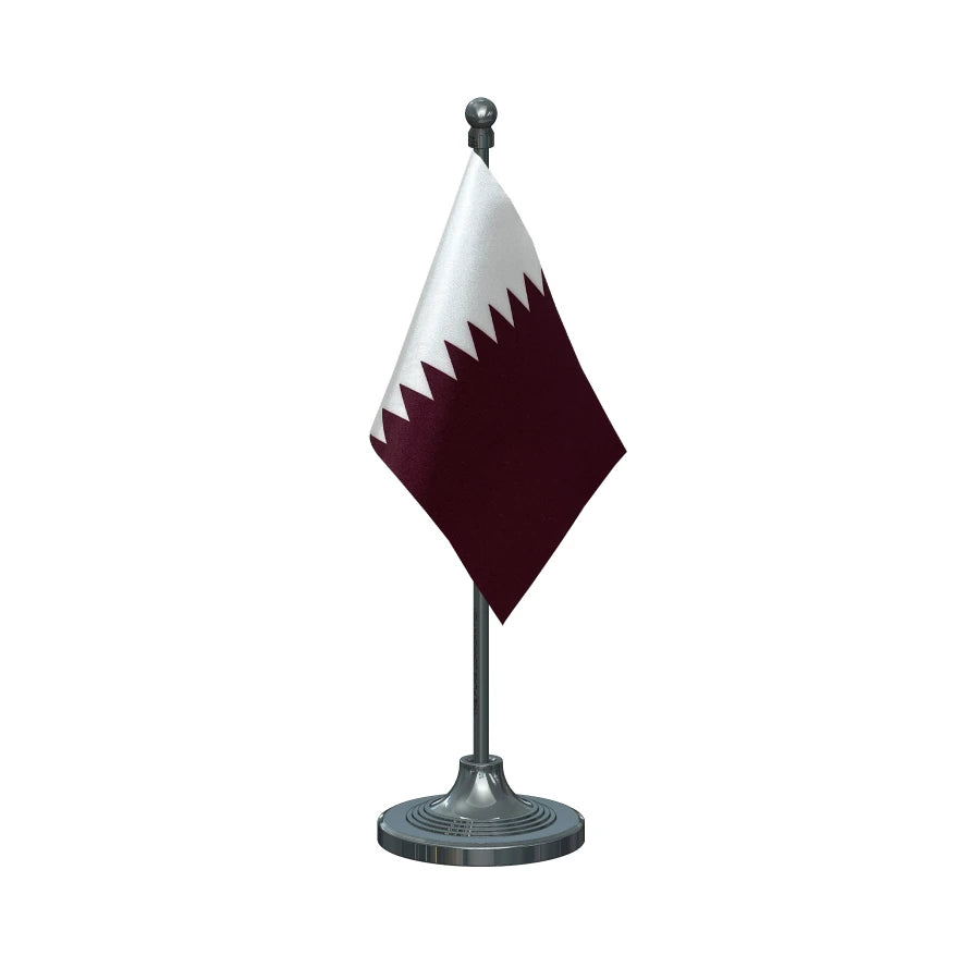 Qatar Table Flag of 4in x 6in With A Heavy Plastic Base