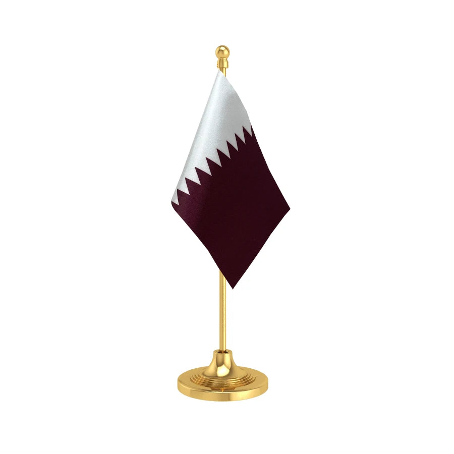 Qatar Table Flag of 4in x 6in With A Heavy Plastic Base