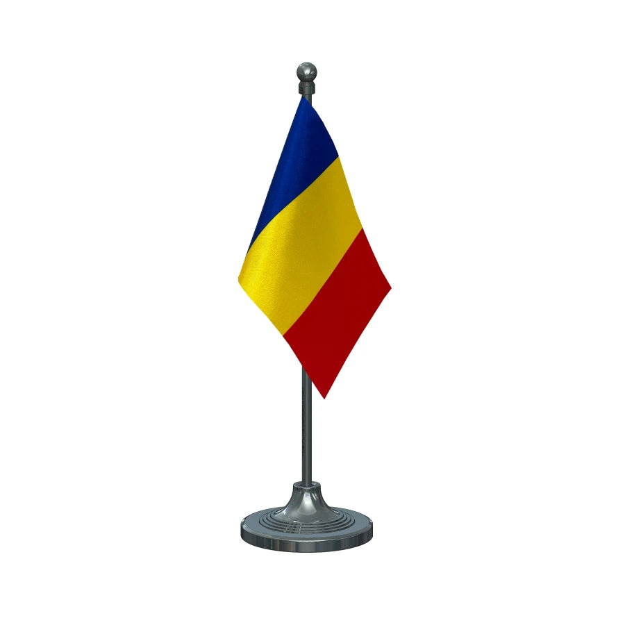 Romania Table Flag of 4in x 6in With A Heavy Plastic Base