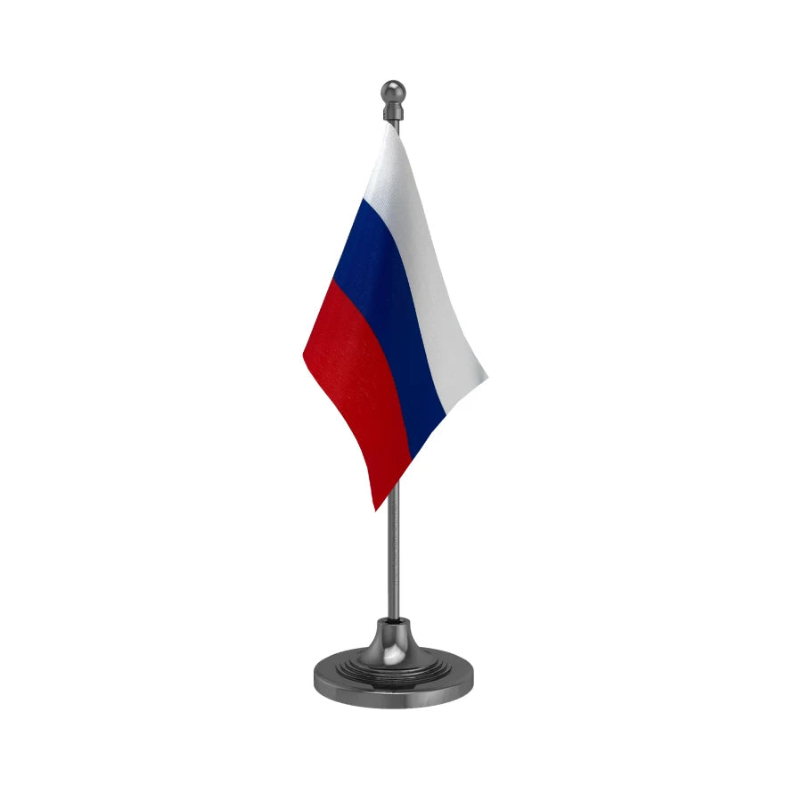 Russia Table Flag of 4in x 6in With A Heavy Plastic Base