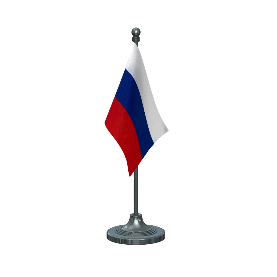 Russia Table Flag of 4in x 6in With A Heavy Plastic Base