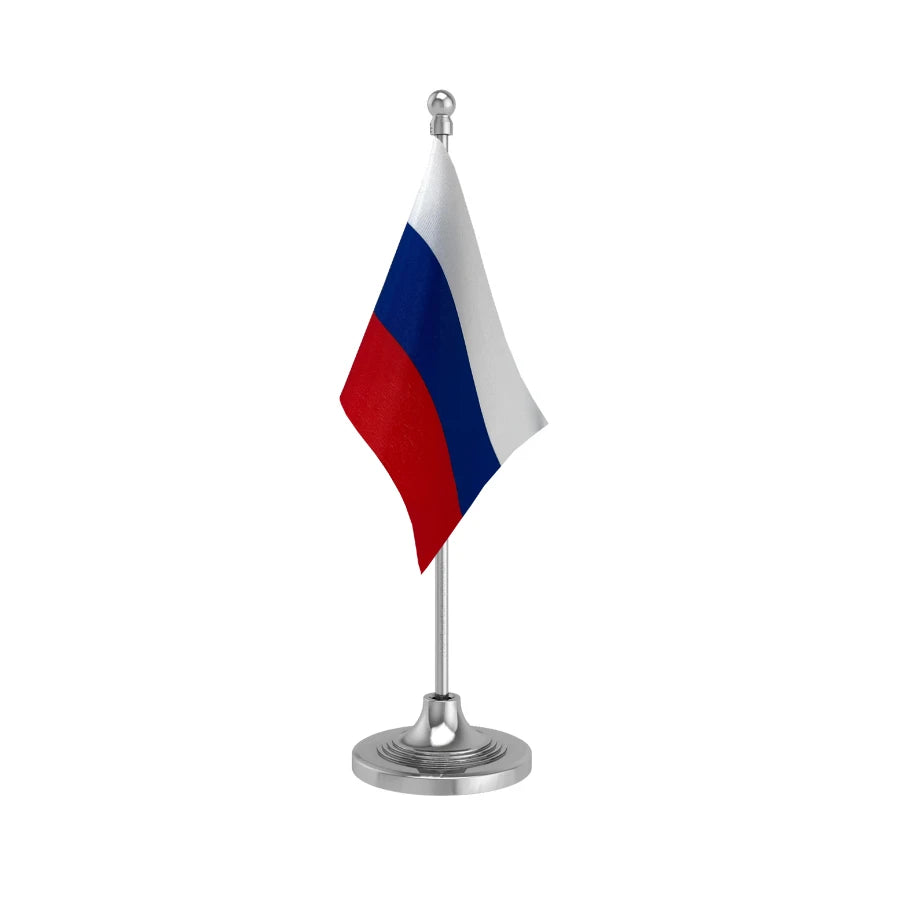 Russia Table Flag of 4in x 6in With A Heavy Plastic Base