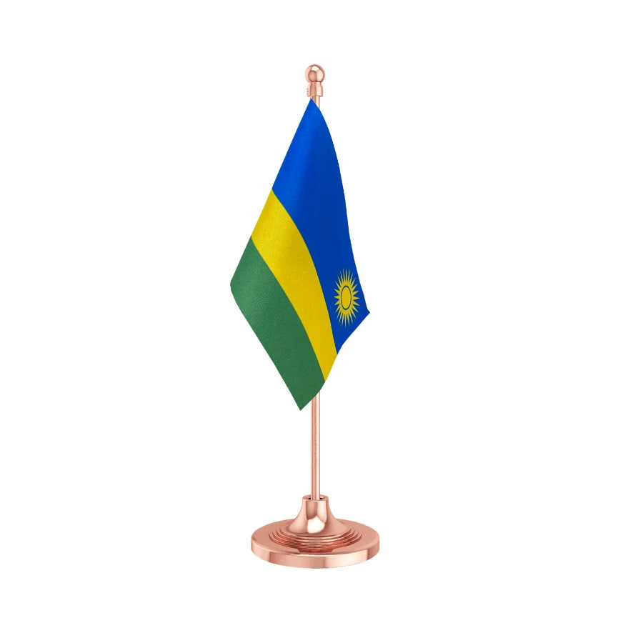 Rwanda Table Flag of 4in x 6in With A Heavy Plastic Base