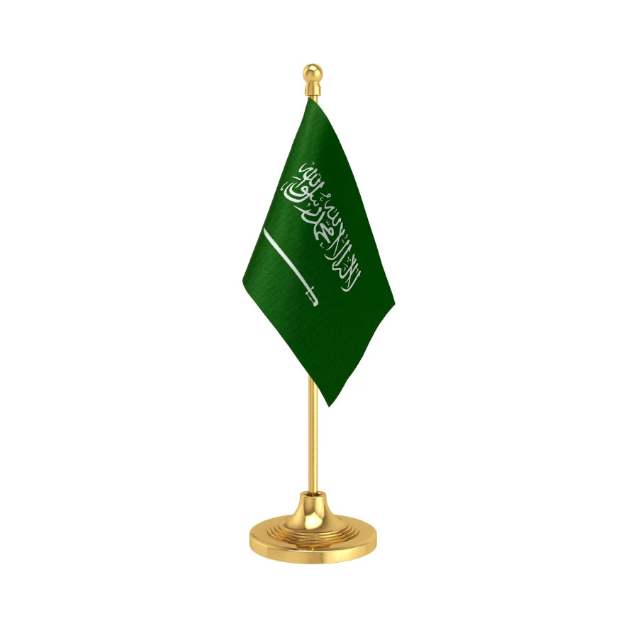 Saudi Arabia Table Flag of 4in x 6in With A Heavy Plastic Base