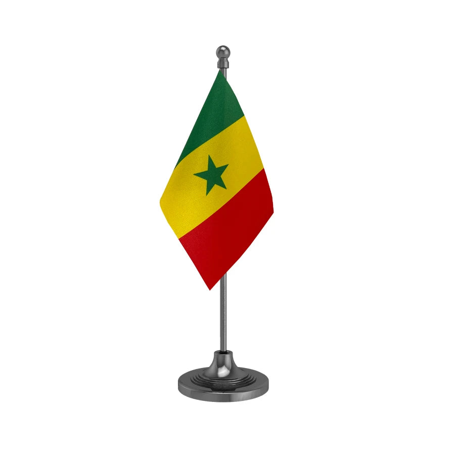 Senegal Table Flag of 4in x 6in With A Heavy Plastic Base