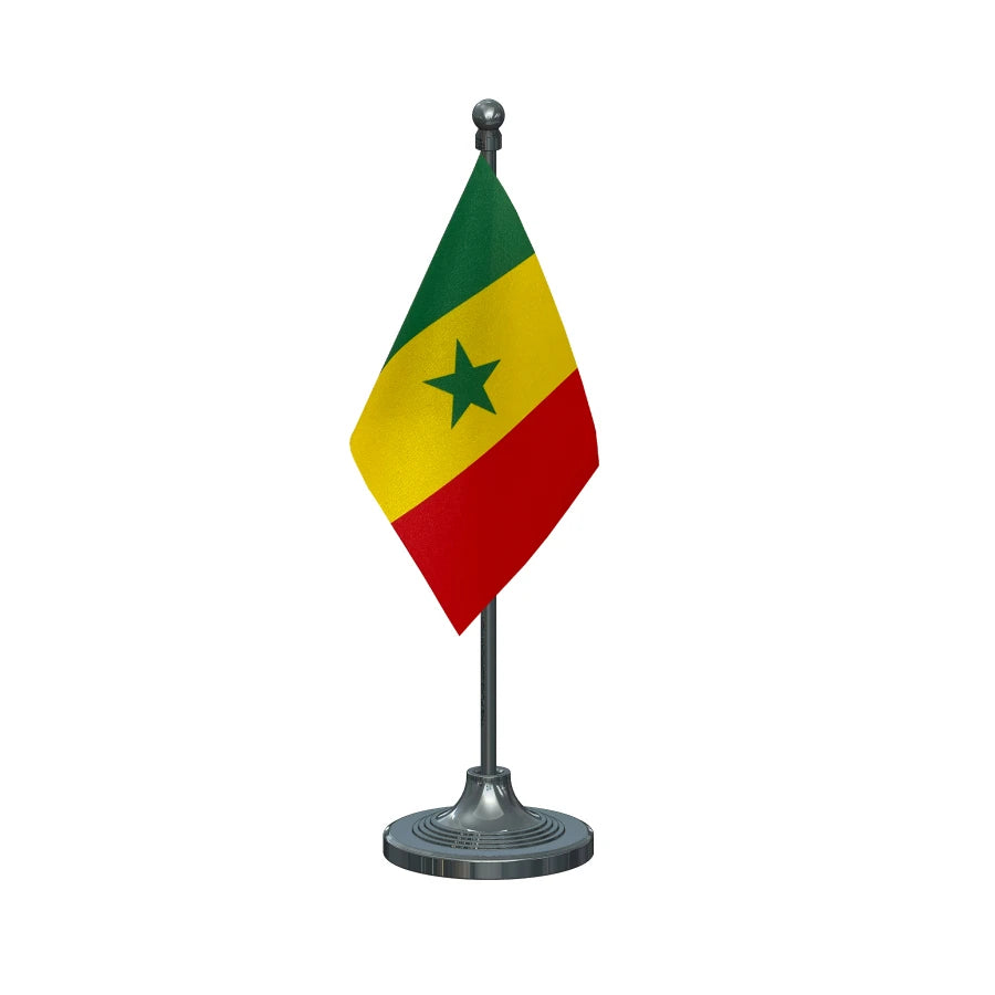 Senegal Table Flag of 4in x 6in With A Heavy Plastic Base