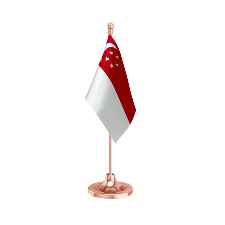 Singapore Table Flag of 4in x 6in With A Heavy Plastic Base